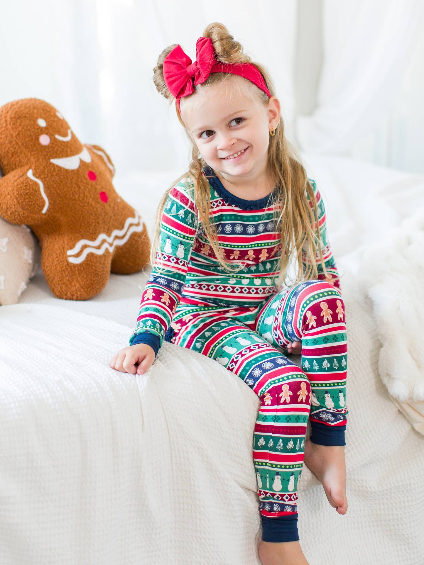 Girls Fair Isle Friends Bamboo Ruffle Pajama Set