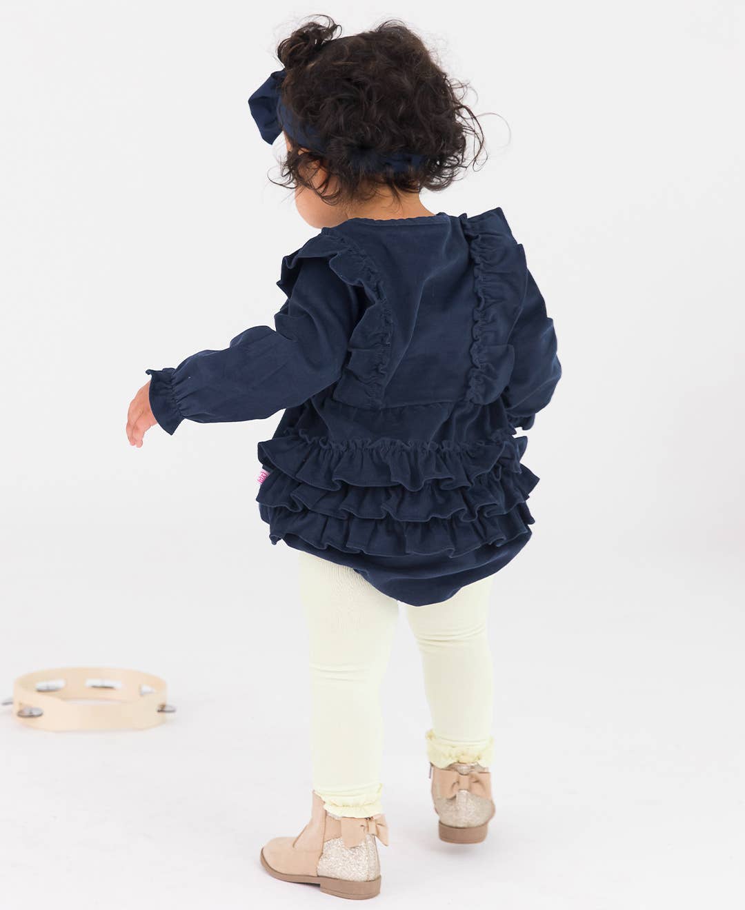 Dark Navy Stretch Corduroy Waterfall Bubble Romper