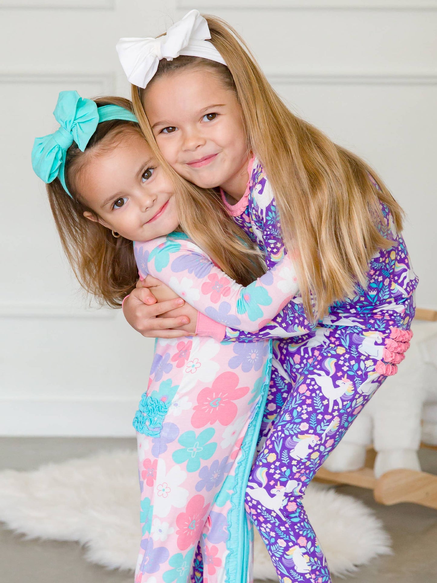 Unicorn Meadow Bamboo Ruffle Long Sleeve Pajama Set