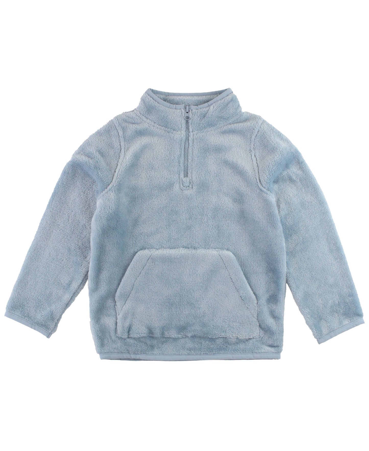 Boys Slate Blue Fleece Quarter-Zip Pocket Pullover