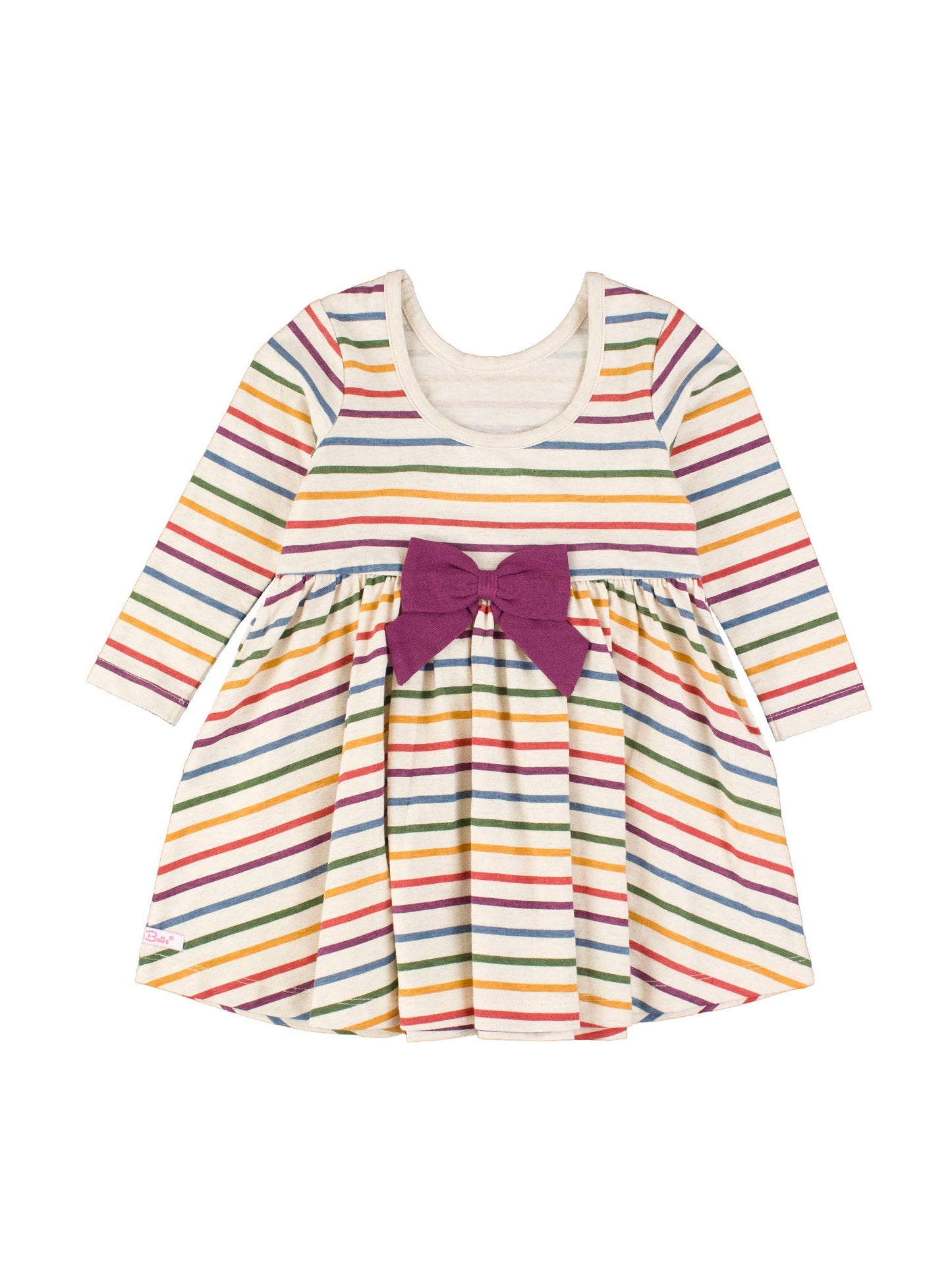 Countryside Rainbow Stripe Long Sleeve Twirl Dress