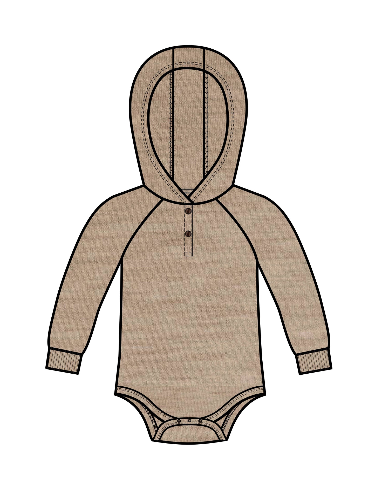 Cole Waffle Knit Hooded Bodysuit / Heather Mocha