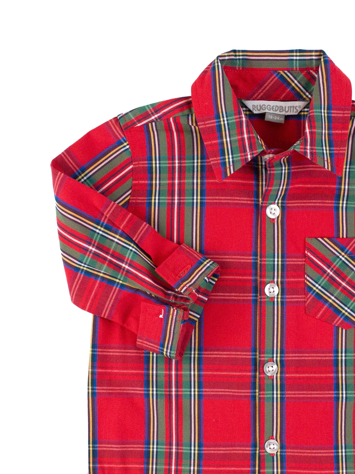 Boys Tis The Season Plaid Long Sleeve Button Down