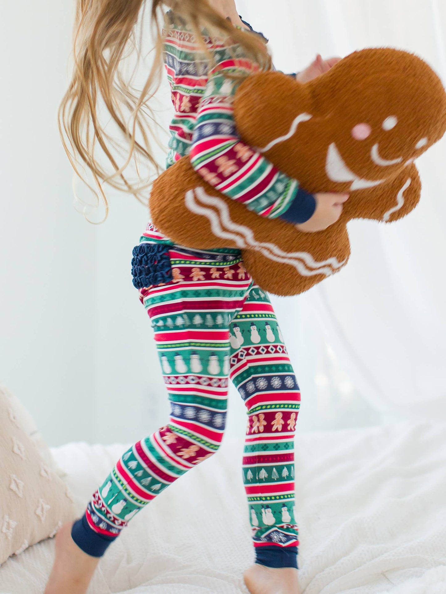 Girls Fair Isle Friends Bamboo Ruffle Pajama Set