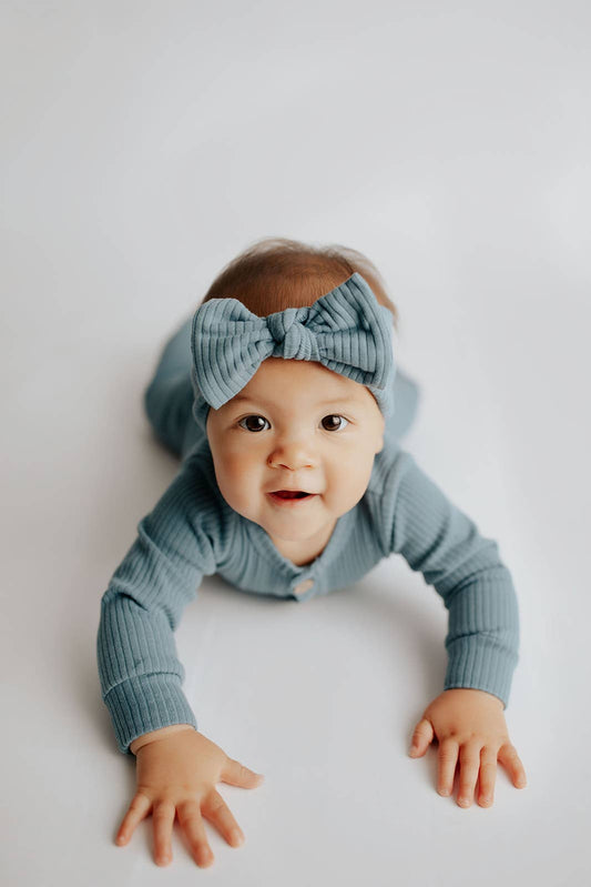 Baby Ribbed Playsuit with Pockets / White