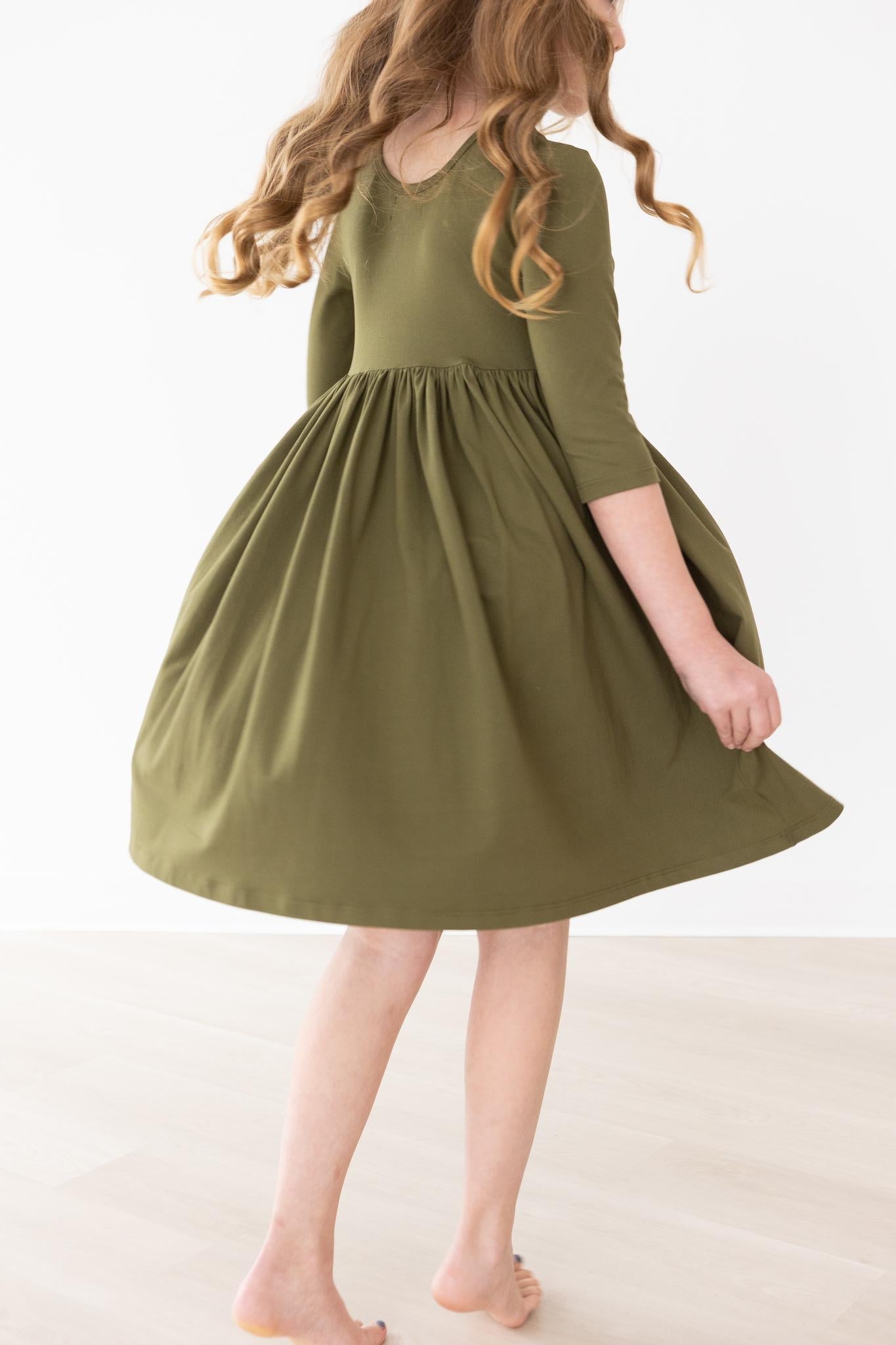 Olive Pocket Twirl Dress