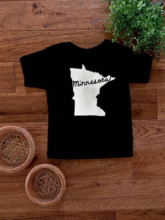 Minnesota Cursive Toddler Tee,  White Ink