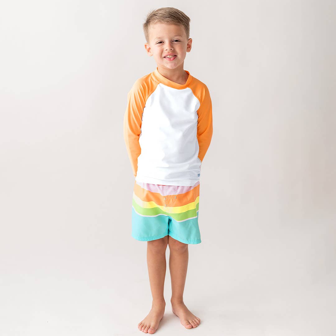 Island Rainbow Multi-Stripe Swim Trunks