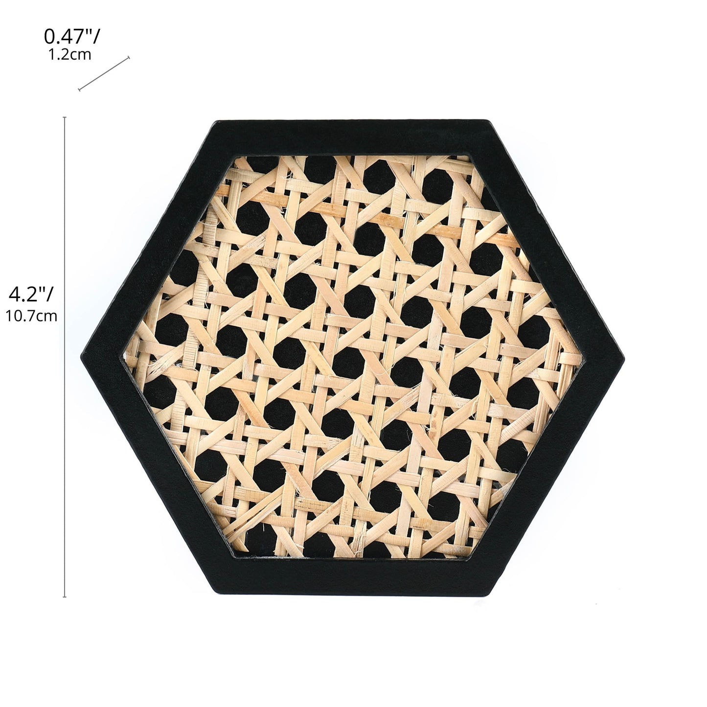 MomentDecor™ Natural Rattan & Wood Coasters Hexagon Shape