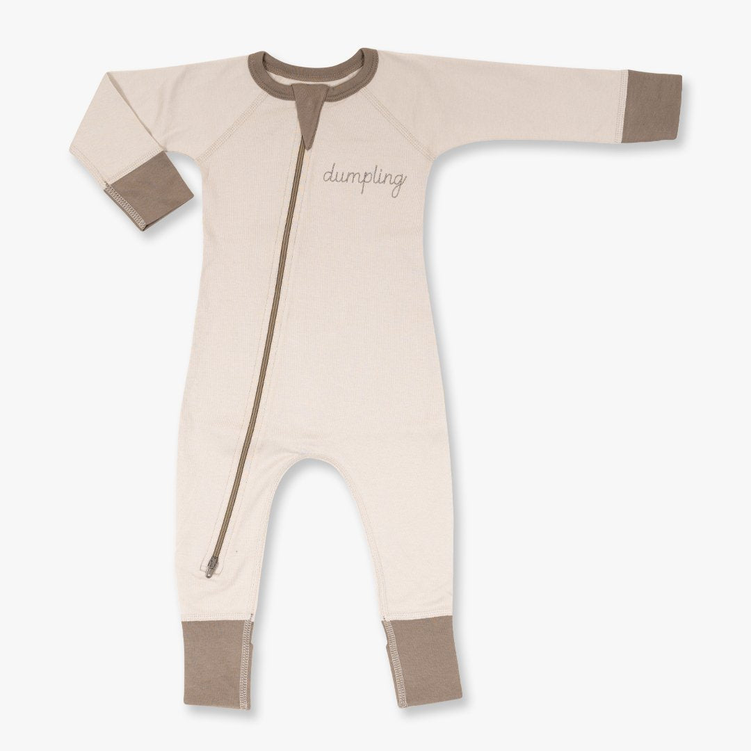 Oatmeal Dumpling Zip Romper