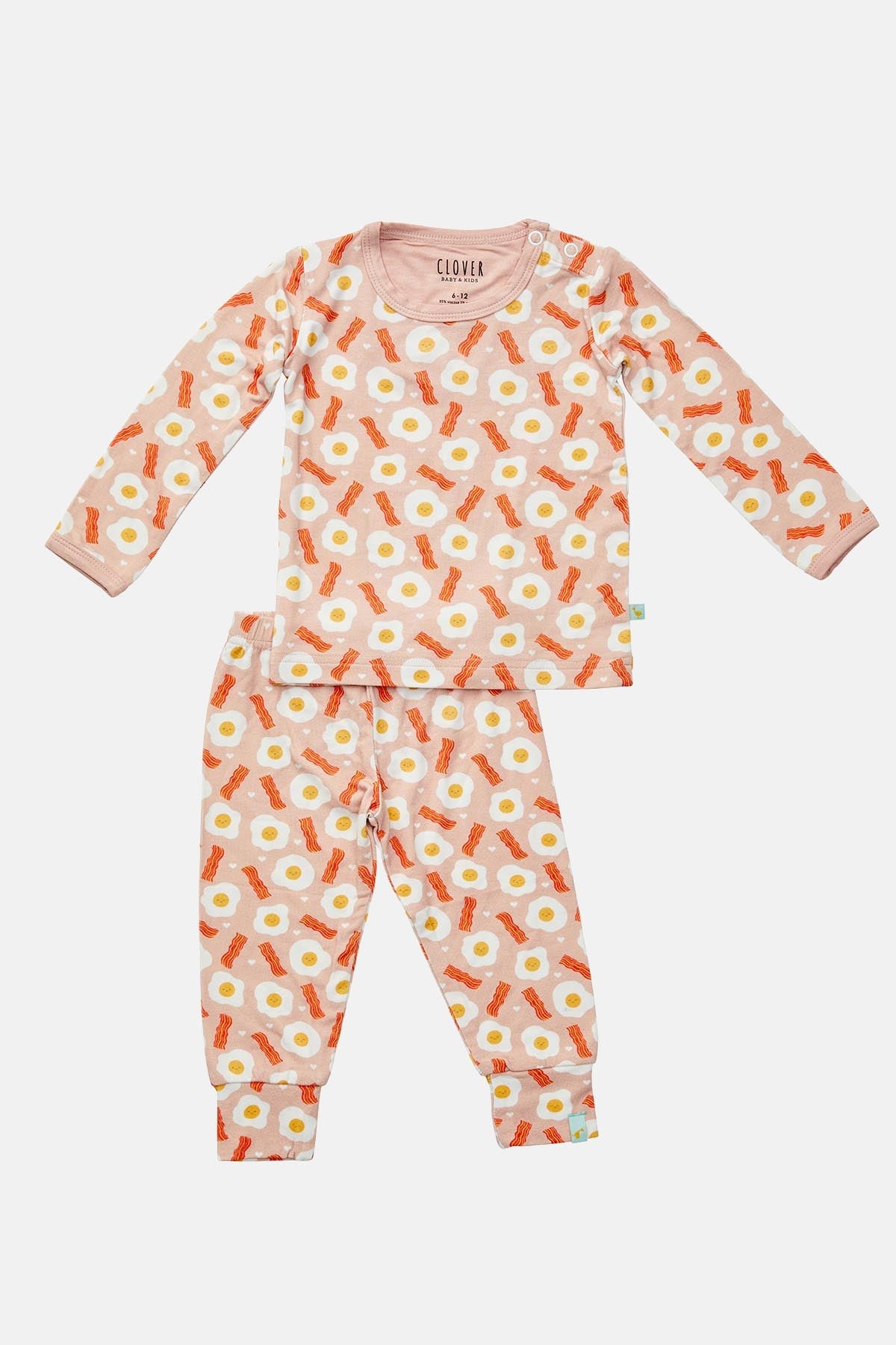 Long Sleeve Pajama Set - Bacon & Eggs Pink