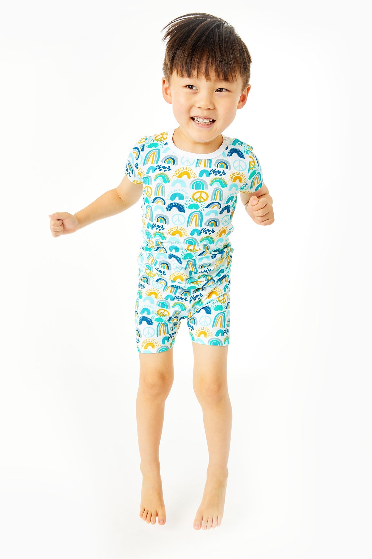 Shorts Pajama Set - Rainbows Blue